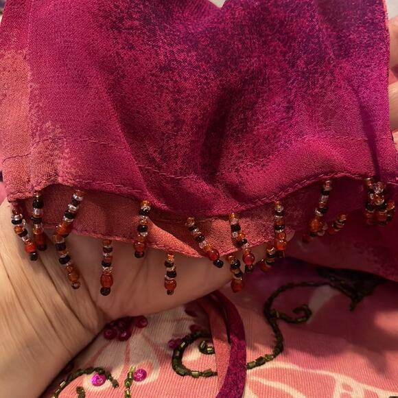 Y2K Vintage Forbidden Sheer Arms Beaded Top Women's Size Large NWT - Picture 4 of 8